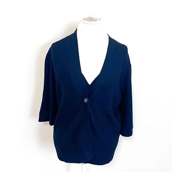 The Reset R Label Wool Womens Kimono Cardigan Tank Set Size M Black Minimalist - Picture 2 of 14